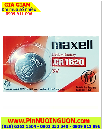 Maxell CR1620; Pin 3v lithium Maxell CR1620 chính hãng, Xuất xứ Nhật